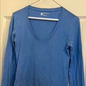 Women's Blue V-Neck Top